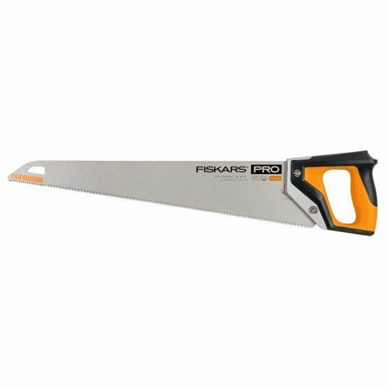 Fiskars Pro Sierra manual para madera, Laminado y PVC, Longitud de la hoja de sierra: 55 cm, 7 TPI, Negro/naranja, PowerTooth, 1062916
