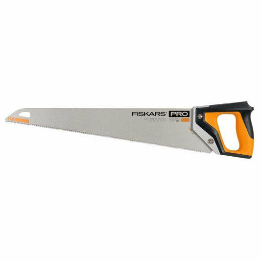 Fiskars Pro Sierra manual para madera, Laminado y PVC, Longitud de la hoja de sierra: 55 cm, 7 TPI, Negro/naranja, PowerTooth, 1062916