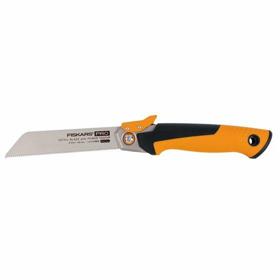 Fiskars Pro Sierra de tracción plegable, Longitud de la hoja de sierra: 15 cm, 19 TPI, Negro/naranja, PowerTooth, 1062932