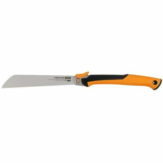 FISKARS Pro Sierra de tracción plegable, Longitud de la hoja de sierra: 25 cm, 13 TPI, Negro/naranja, PowerTooth, 1062933