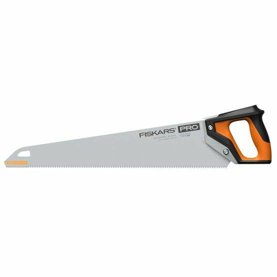 Fiskars Pro Sierra manual para madera, Laminado y PVC, Longitud de la hoja de sierra: 55 cm, 9 TPI, Negro/naranja, PowerTooth, 1062917