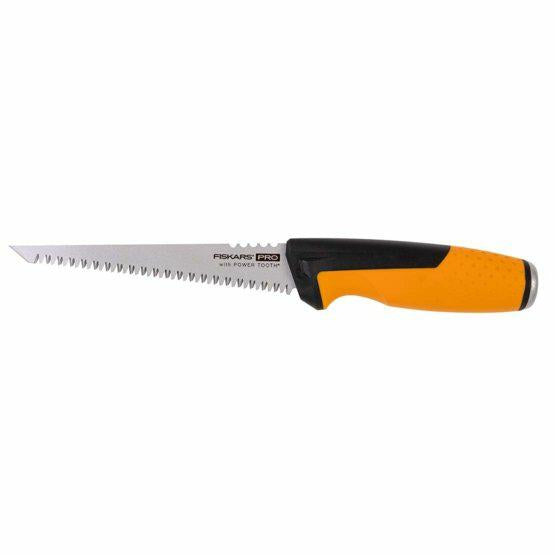 Fiskars Pro Serrucho, Incluye funda, Longitud de la hoja de sierra: 15 cm, 7 TPI, Negro/Naranja, PowerTooth, 1062935