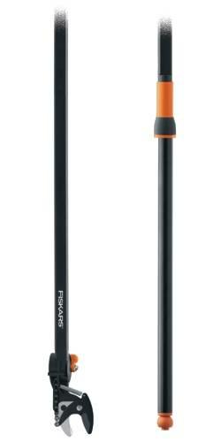 Fiskars Pértiga multiusos de largo alcance con cuchilla bypass UP84, Longitud: 2,4 m, Negro/Naranja, 1001557