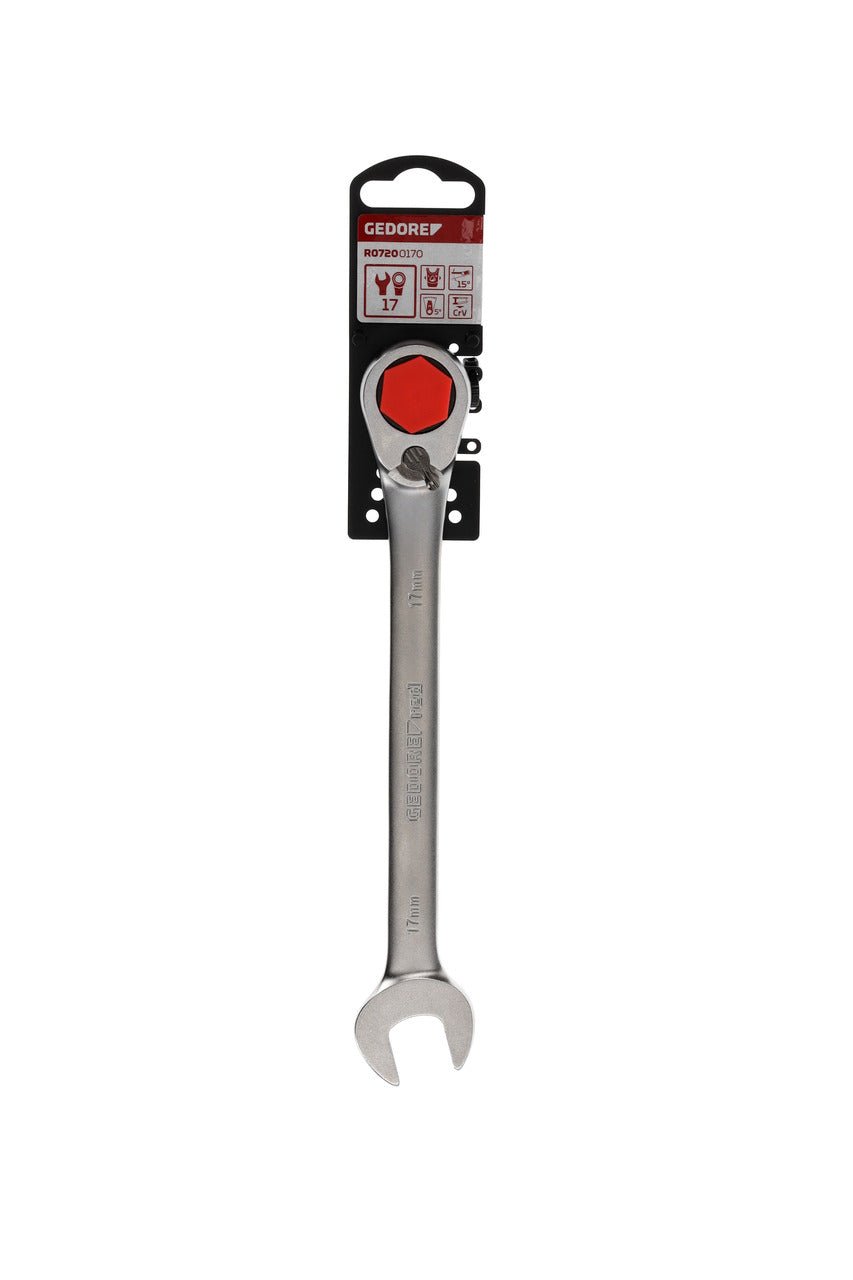R07200170 - Llave combinada de carraca con palanca de cambio, 17 mm L=224 mm - Ferrotecnia
