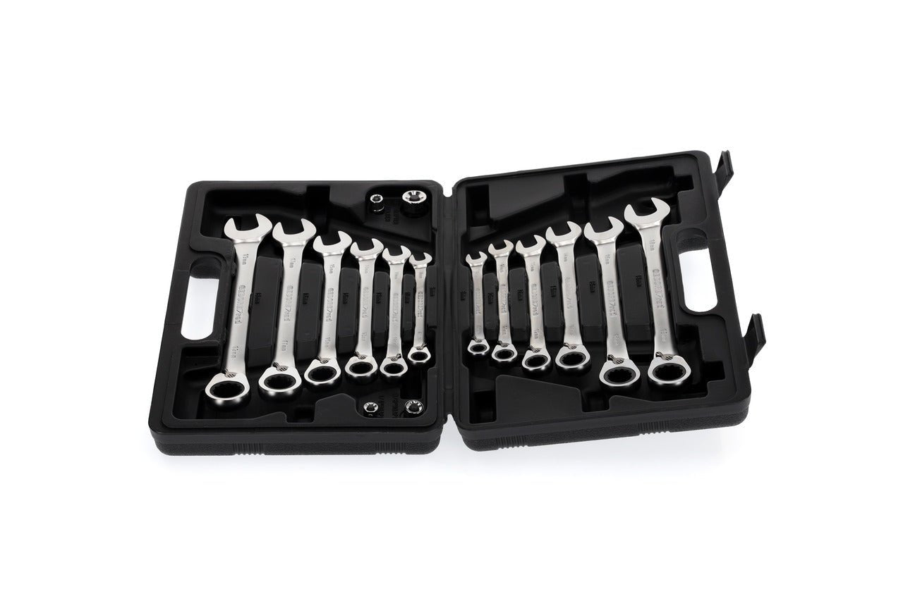 R07203016 - Juego de 12 llaves combinadas de carraca con 4 adaptadores para puntas y vasos - Ferrotecnia