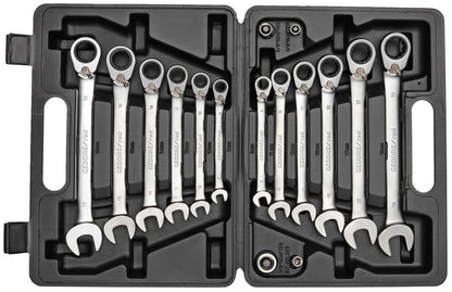 R07203016 - Juego de 12 llaves combinadas de carraca con 4 adaptadores para puntas y vasos - Ferrotecnia