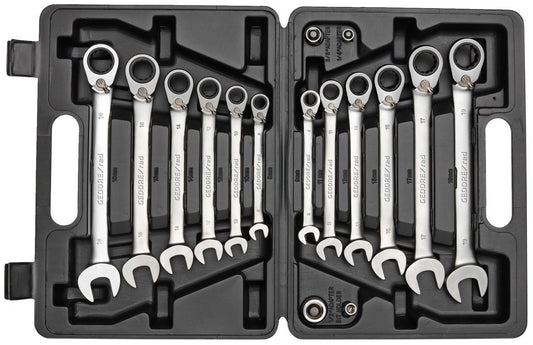 R07203016 - Juego de 12 llaves combinadas de carraca con 4 adaptadores para puntas y vasos - Ferrotecnia