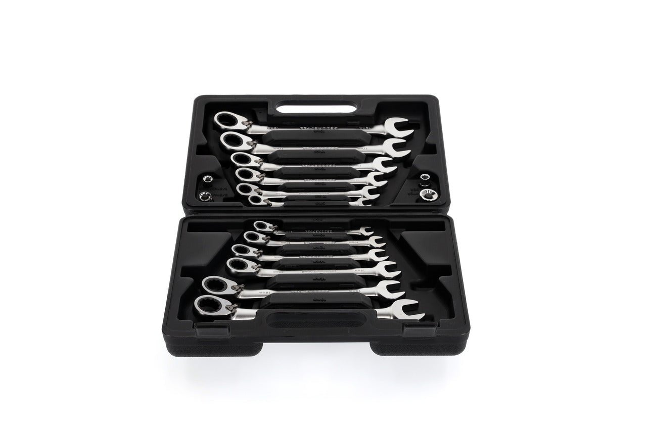 R07203016 - Juego de 12 llaves combinadas de carraca con 4 adaptadores para puntas y vasos - Ferrotecnia