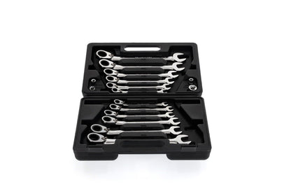 R07203016 - Juego de 12 llaves combinadas de carraca con 4 adaptadores para puntas y vasos - Ferrotecnia