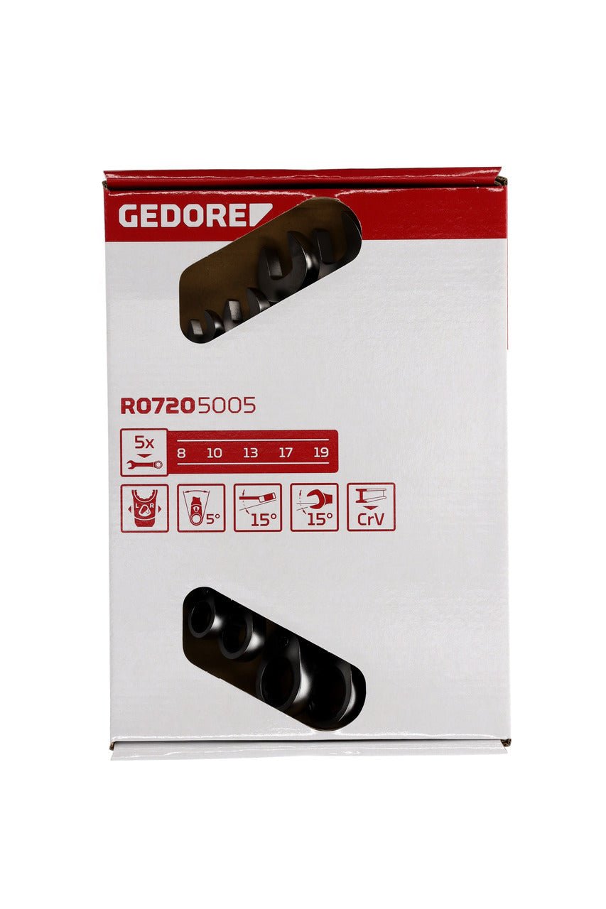 R07205005 - Juego de 5 llaves combinadas de carraca 8 - 19 mm - Ferrotecnia