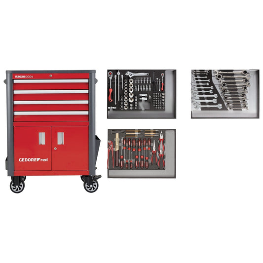 R22041004 - Juego de herramientas en carro de herramientas WINGMAN rojo 129 piezas - Ferrotecnia