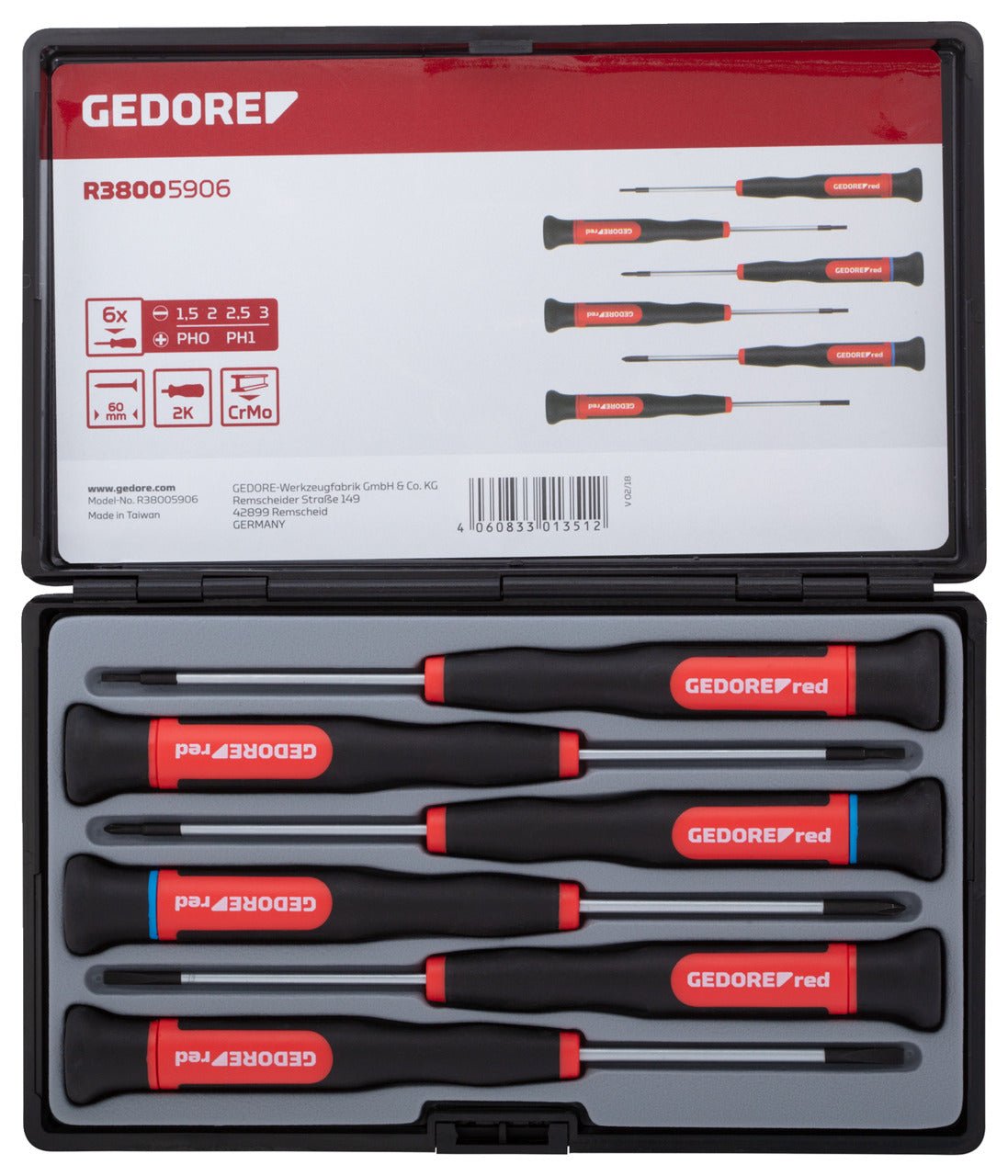 R38005906 - Juego de 6 destornilladores de electrónica PH + Planos - Ferrotecnia
