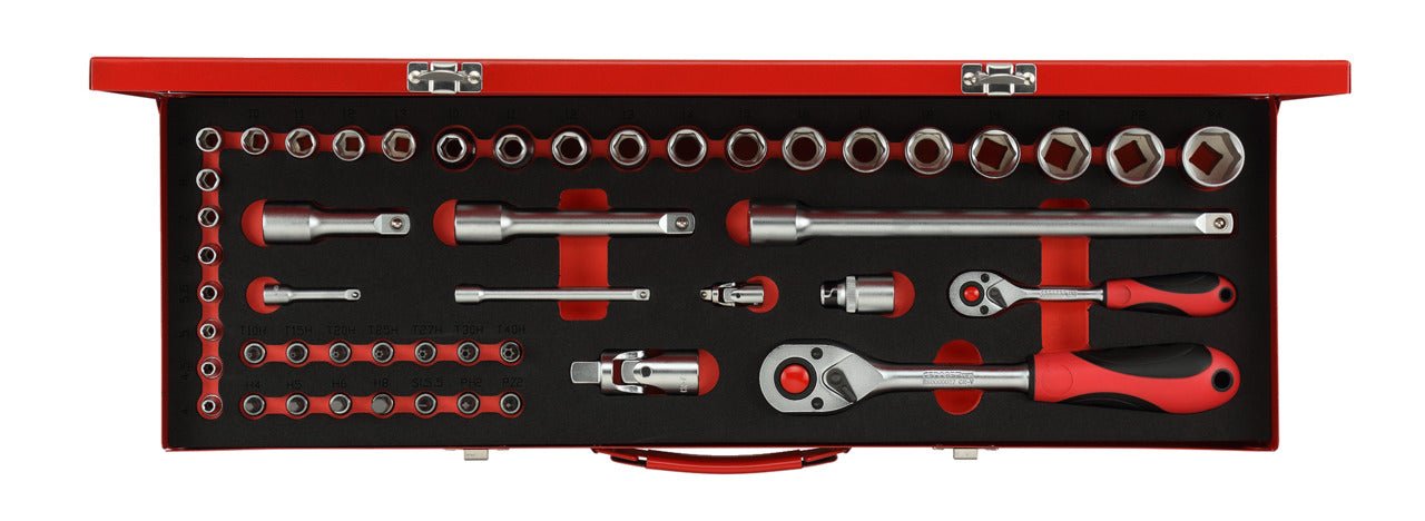 R46004049 - Juego de llaves de vaso 1/4"+1/2", 49 piezas - Ferrotecnia