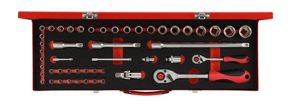 R46004049 - Juego de llaves de vaso 1/4"+1/2", 49 piezas - Ferrotecnia