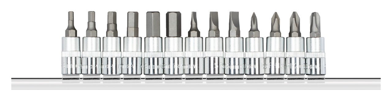 R48008013 - Vasos destornilladores 1/4" con carril, 13 piezas - Ferrotecnia