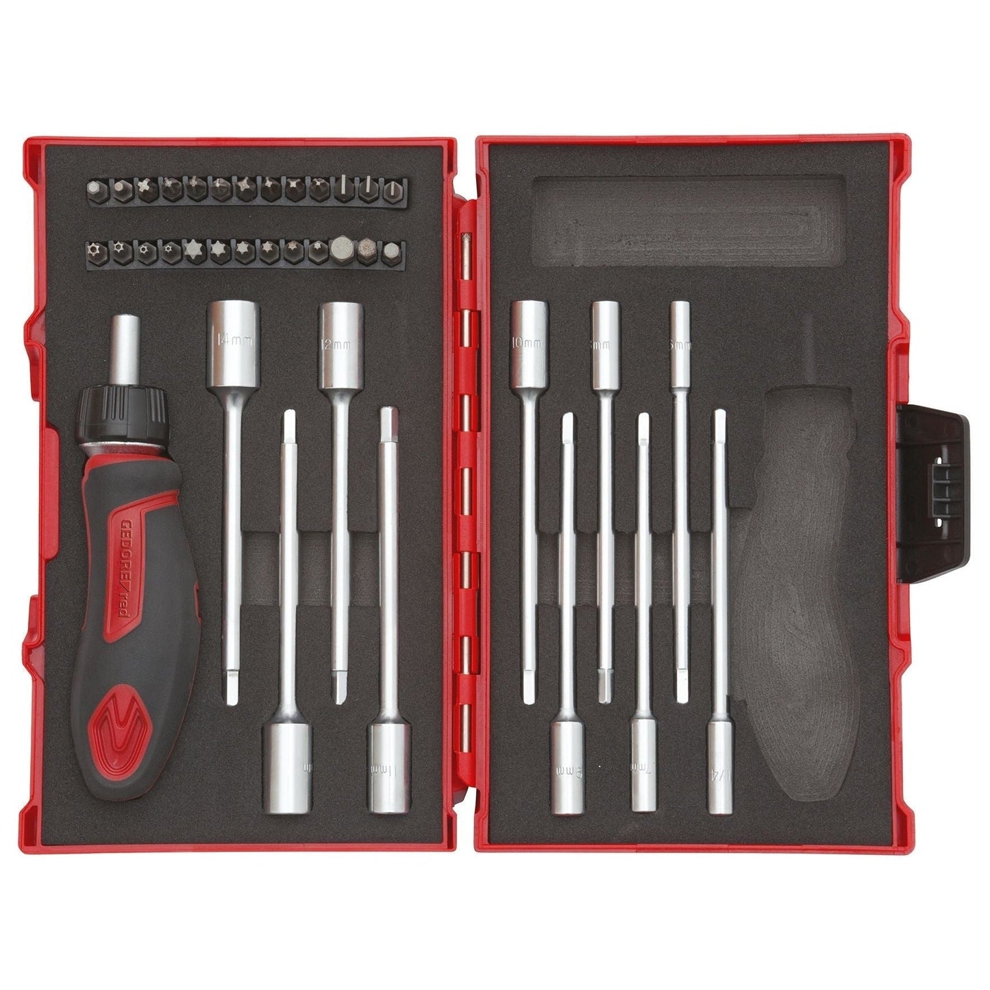 R49005037 - Juego de herramientas con carraca en T 1/4", 37 piezas - Ferrotecnia