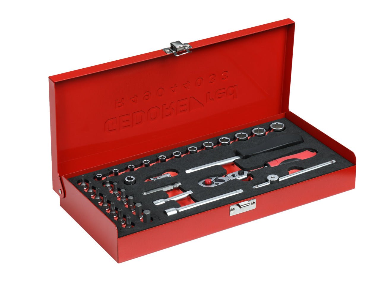 R49044033 - Juego de llaves de vaso 1/4", 4 - 13 mm, 33 piezas - Ferrotecnia