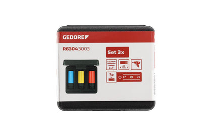 R63043003 - Juego de vasos de impacto 1/2" para llantas, 3 piezas - Ferrotecnia