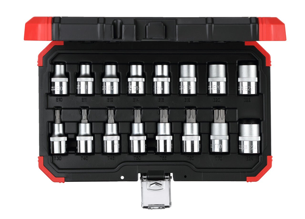 R68003016 - Juego de llaves de vaso 1/2" TX E10 - 24 T30 - 70, 16 piezas - Ferrotecnia