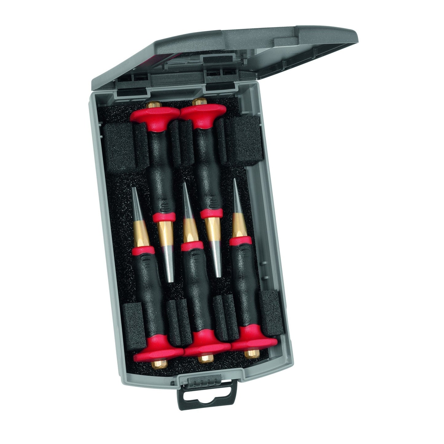 Rennsteig 424 142 0 - Estuche metálico con 5 botadores cónicos octogonales con empuñadura protectora Rennsteig