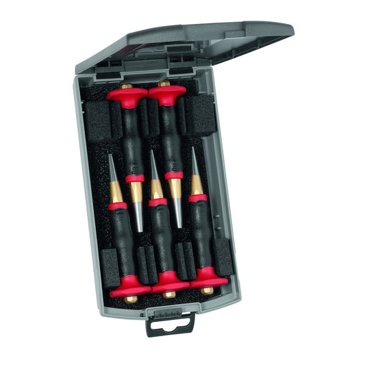 Rennsteig 424 142 0 - Estuche metálico con 5 botadores cónicos octogonales con empuñadura protectora Rennsteig