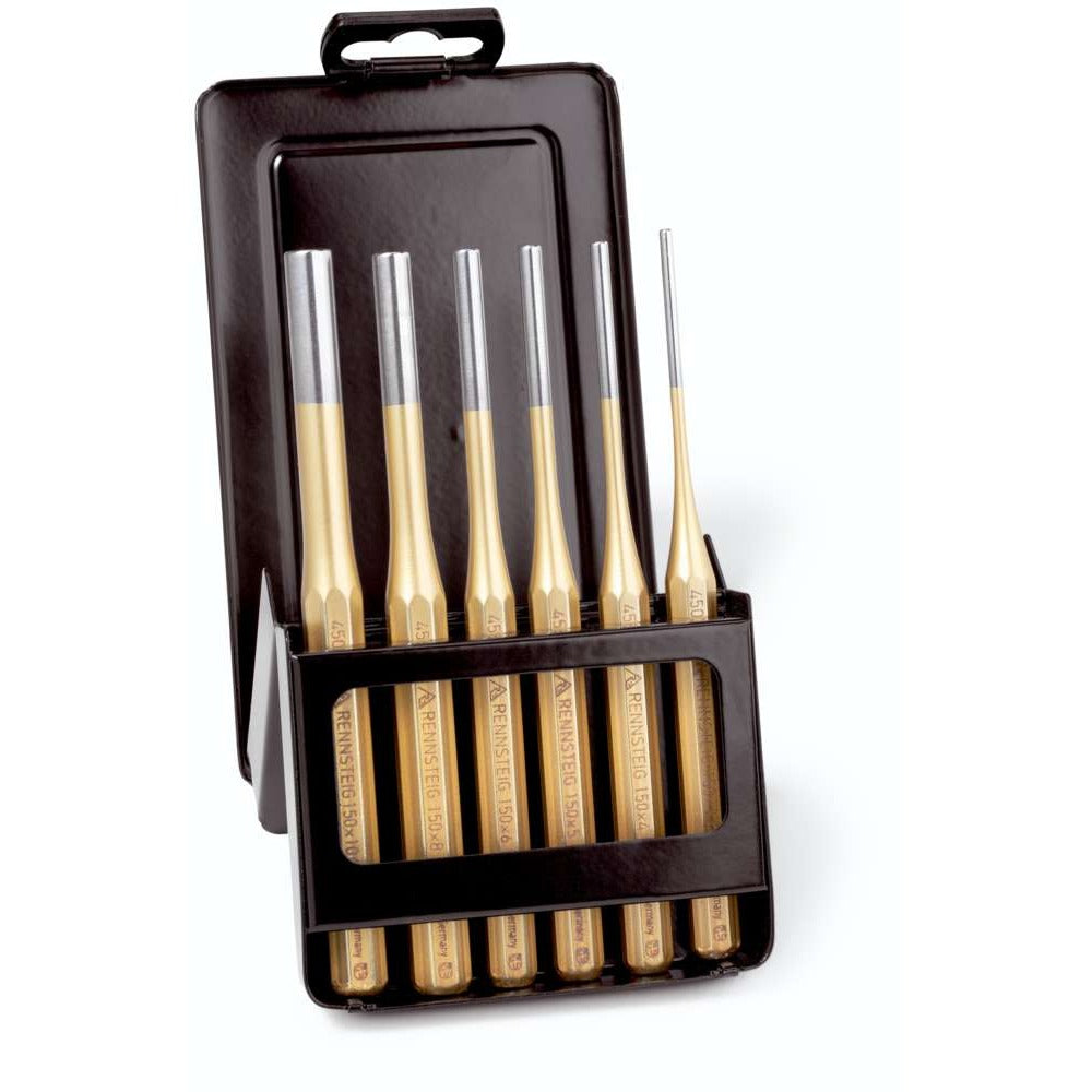 Rennsteig 425 160 0 - Estuche metálico con 6 botadores cilíndricos octogonales Rennsteig