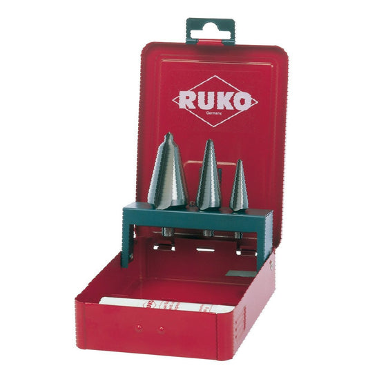 Ruko 101020 - Juego 3 brocas cónicas HSS + Pasta de corte 30 g