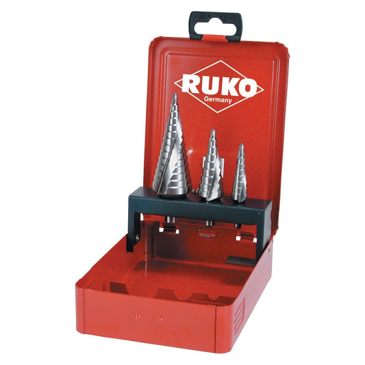 Ruko 101026E - Juego 3 brocas escalonadas HSS-Co 5 tamaño nº 0/9, 1 y 2