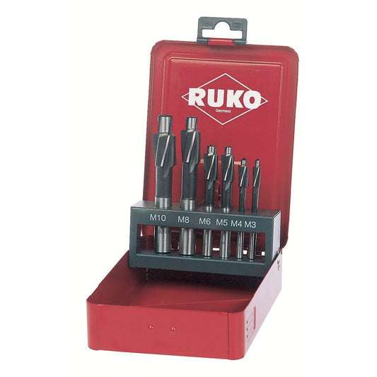 Ruko 102450 - Juego de 6 avellanadores planos HSS DIN 373 paso fino