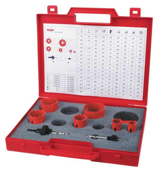 Ruko 106301 - Juego de 8 coronas perforadoras HSS bimetal para fontanería tipo PK1 - Ferrotecnia