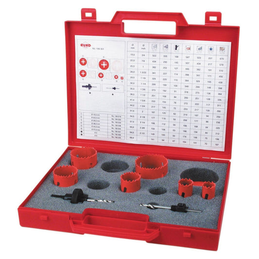 Ruko 106301 - Juego de 8 coronas perforadoras HSS bimetal para fontanería tipo PK1