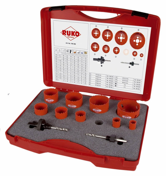 Ruko 106306 - Juego de 11 coronas perforadoras HSS bimetal para fontanería tipo PK2 - Ferrotecnia