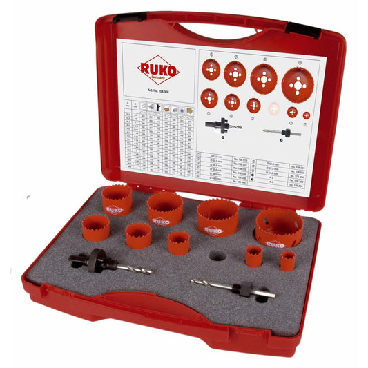 Ruko 106306 - Juego de 11 coronas perforadoras HSS bimetal para fontanería tipo PK2