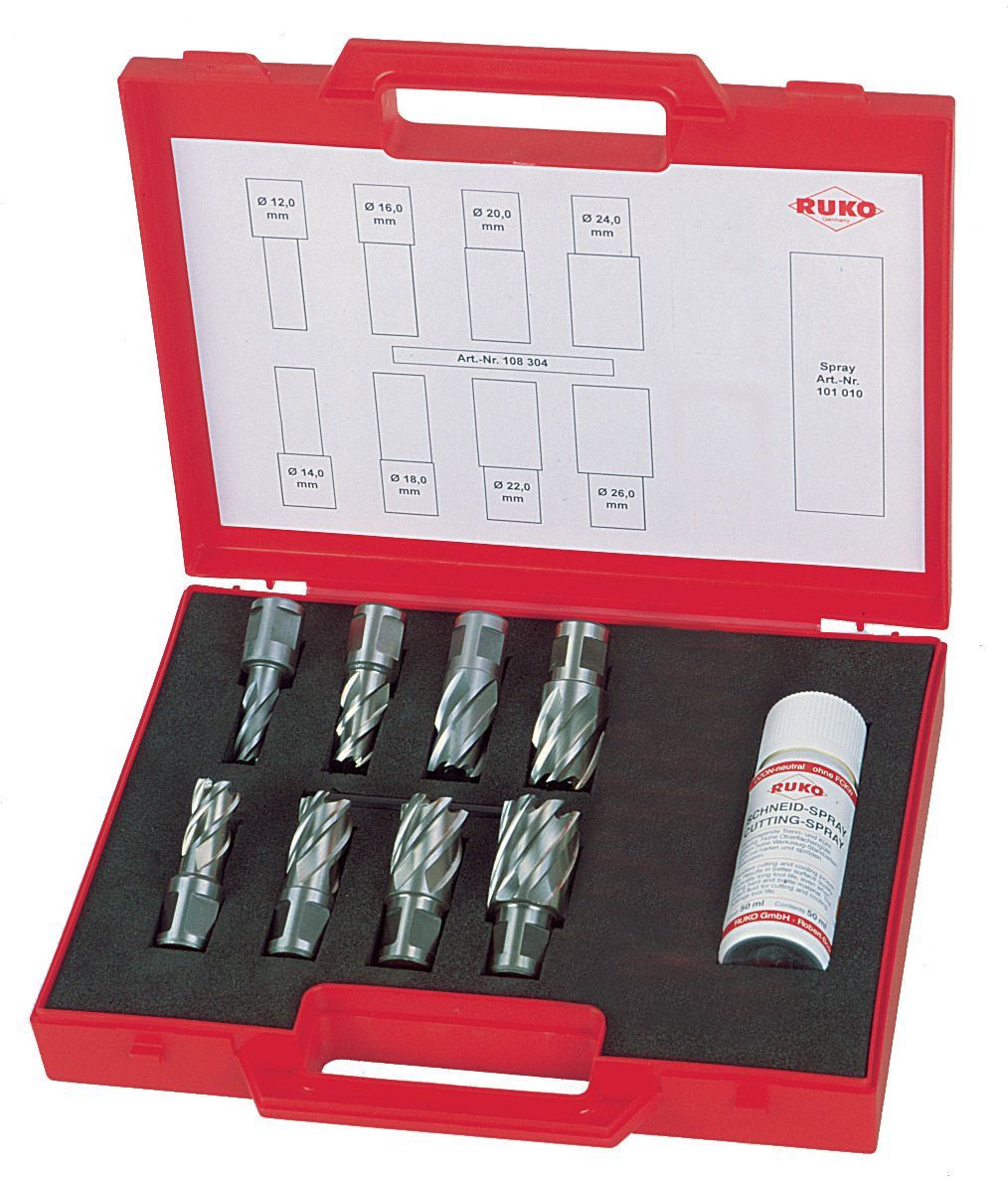 Ruko 108810E - Juego de 8 brocas huecas HSS - Co 5 Cobalto vástago Weldon - Ferrotecnia