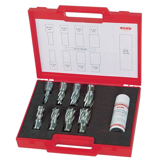 Ruko 108810E - Juego de 8 brocas huecas HSS-Co 5 Cobalto vástago Weldon