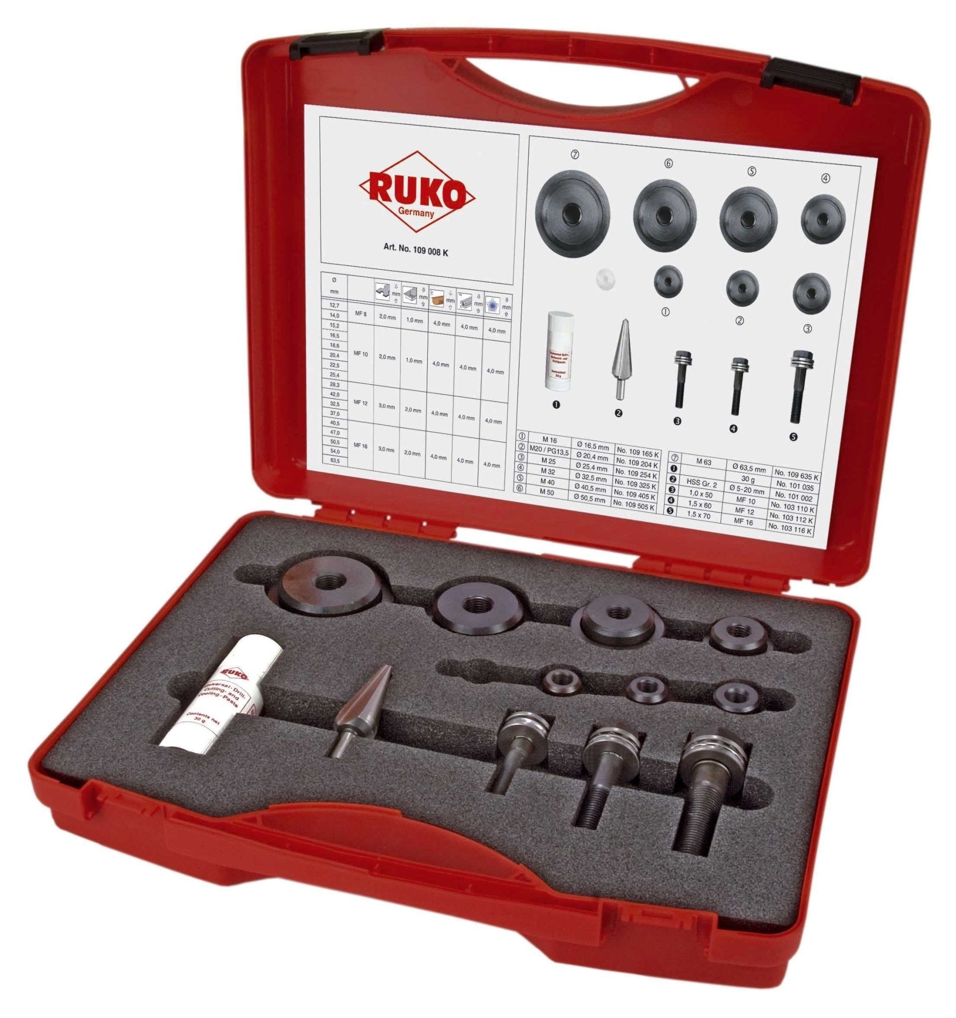 Ruko 109008K - Juego de 7 punzonadores de tornillo con rodamientos a bolas - Ferrotecnia