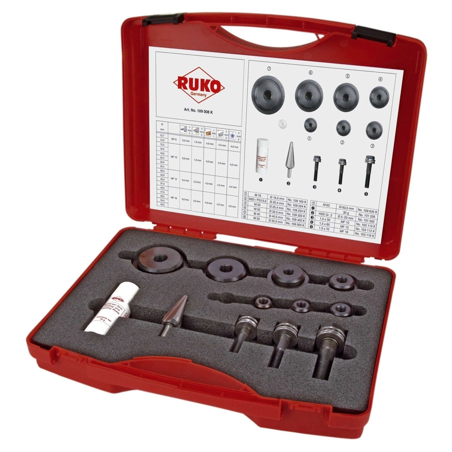Ruko 109008K - Juego de 7 punzonadores de tornillo con rodamientos a bolas