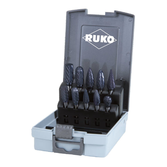 Ruko 116003TCRO - Juego 10 fresas metal duro TiCN - Ferrotecnia