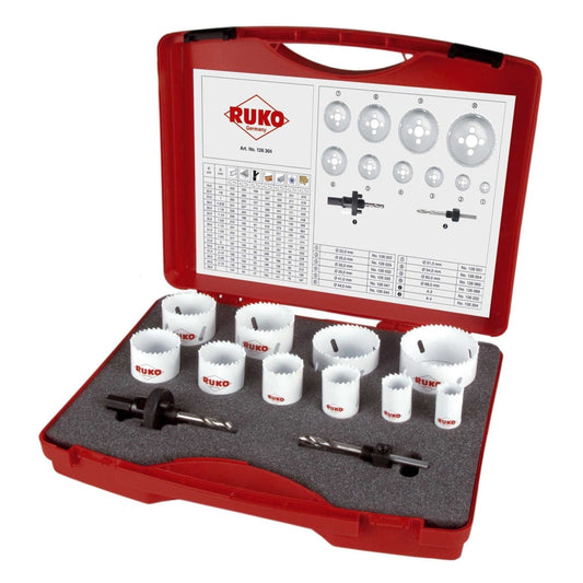 Ruko 126304 - Juego de 12 coronas perforadoras HSS-Co 8 para mantenimiento tipo Super