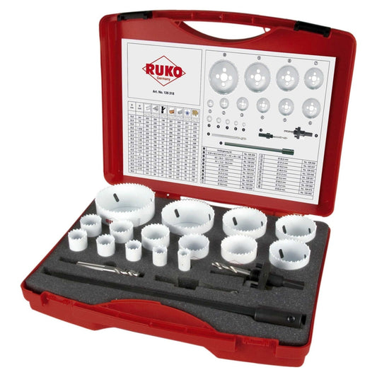 Ruko 126318 - Juego de 19 coronas perforadoras HSS-Co 8 tipo Premium