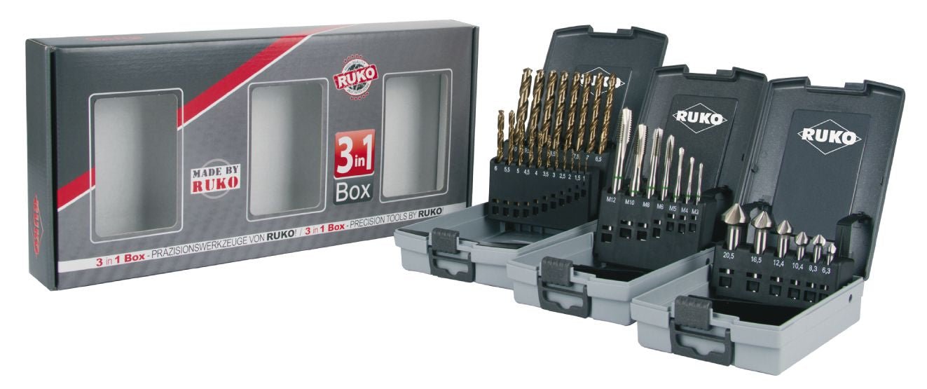 Ruko 131003 - Estuche profesional 3 en 1 para trabajos en metal (21514RO+102152RO+245061RO) - Ferrotecnia