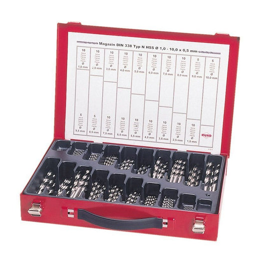 Ruko 214200 - Juego de 170 brocas HSS rectificadas en caja metálica