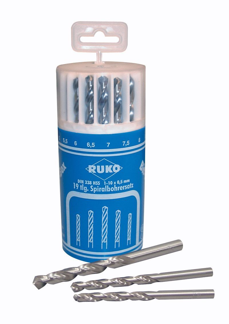 Ruko 214225 - Juego de 19 brocas HSS rectificadas en bote cilíndrico - Ferrotecnia