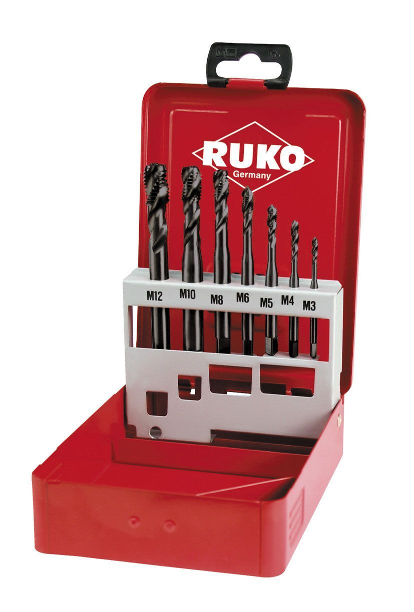Ruko 245064 - Juego de 7 machos máquina M DIN 371 / 376 HSS - Co VAP rectificados para acero inoxidable Tipo C - Ferrotecnia