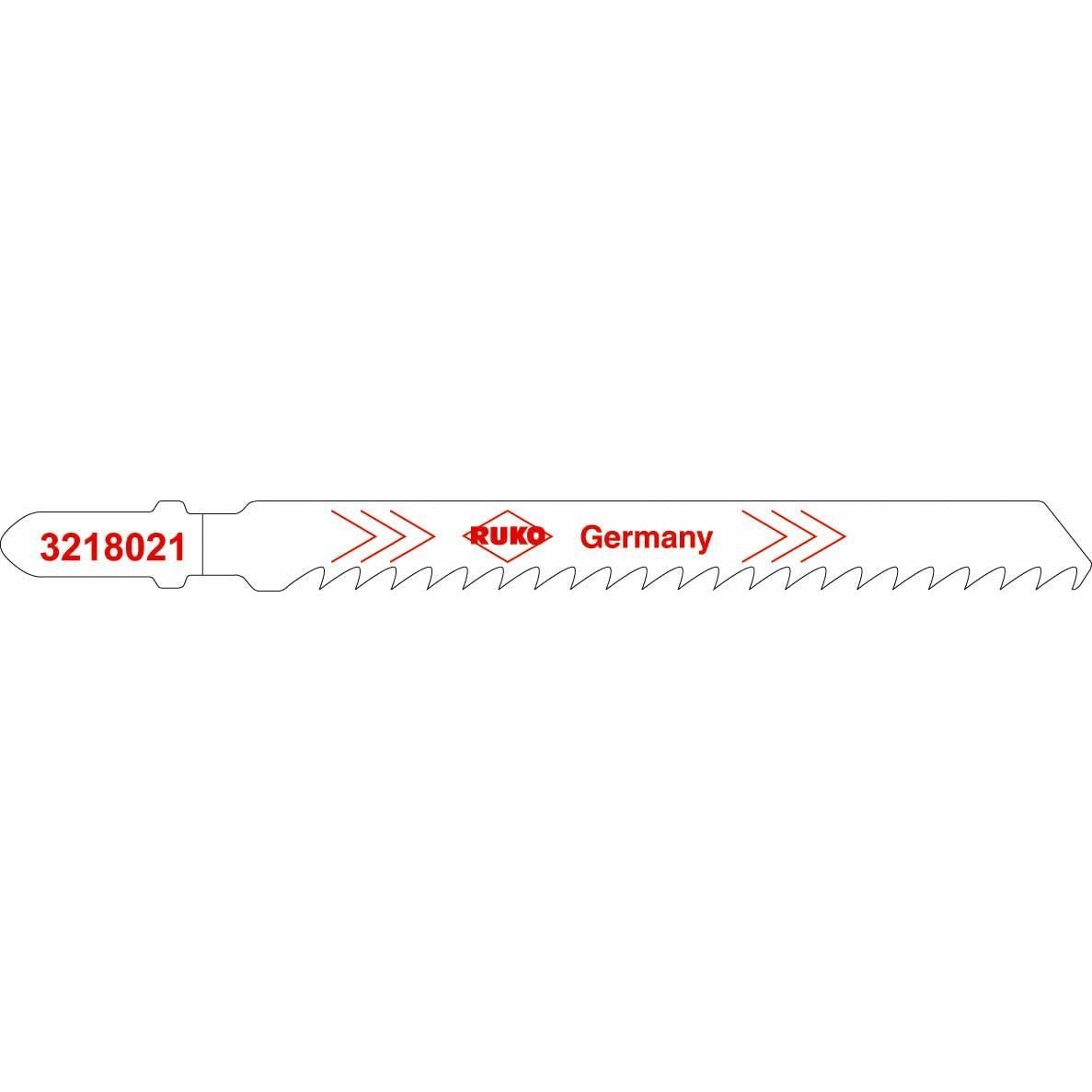 Ruko 3218021 - Pack de 5 sierras de calar HCS acero corte ultra rápido 100 mm (Equivalencia Bosch T 144 DF) - Ferrotecnia