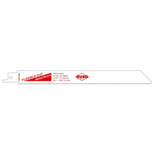 Ruko 33189095 - Pack de 5 sierras de sable acero de corte ultra rápido (Bosch S 1022 HF) Largo 200 mm; Paso 2,5 mm