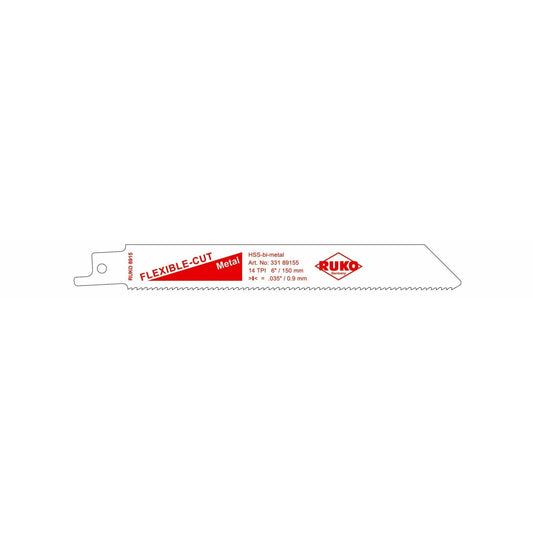 Ruko 33189155 - Pack de 5 sierras de sable acero de corte ultra rápido (Bosch S 922 BF) Largo 150 mm; Paso 1,8 mm