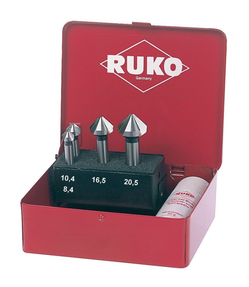 Ruko Juego de 4 avellanadores cónicos DIN 335 forma C (Ø 8,3 - 10,4 - 16,5 - 20,5 mm) - Ferrotecnia