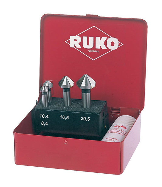Ruko Juego de 4 avellanadores cónicos DIN 335 forma C (Ø 8,3 - 10,4 - 16,5 - 20,5 mm) - Ferrotecnia