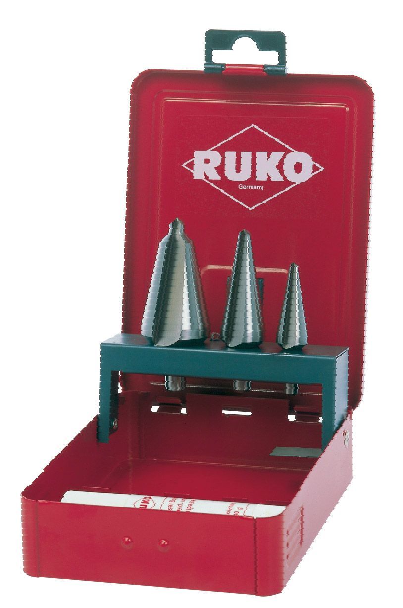 Ruko 101020 - Juego 3 brocas cónicas HSS + Pasta de corte 30 g